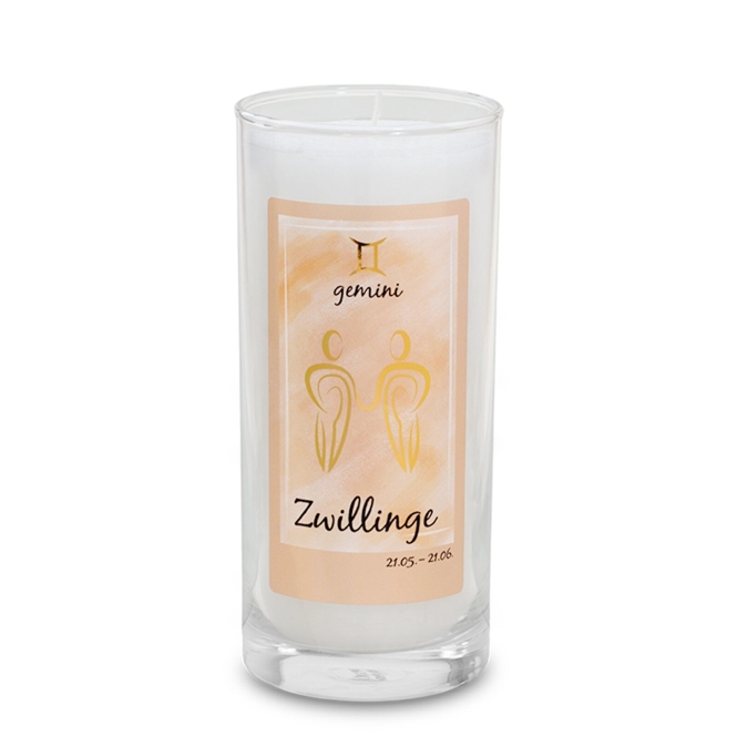 Zodiac Candle Gemini approx. 14 cm - white 
