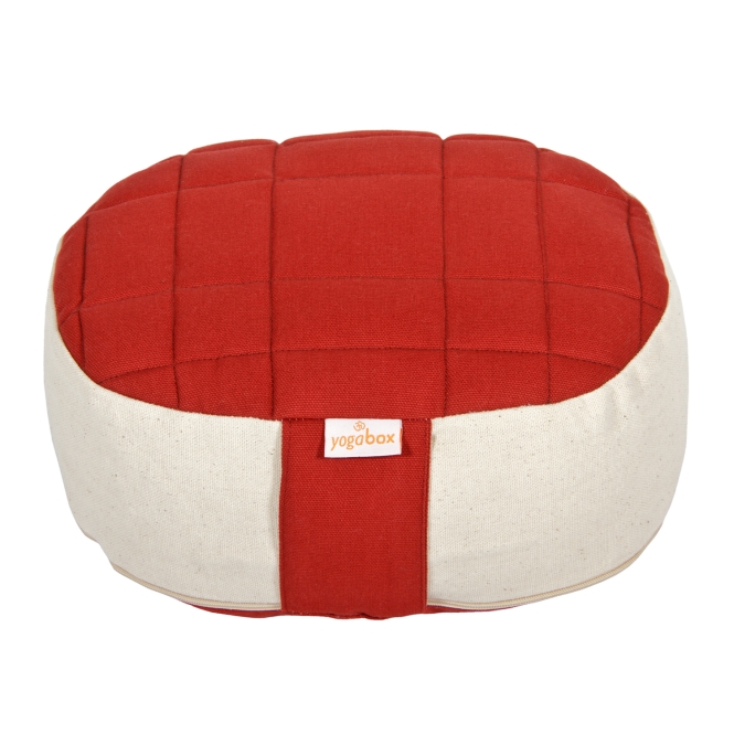 Yogilino® travel meditation cushion mini oval Premium bordeaux / nature
