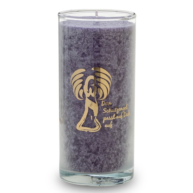 Palm wax candle with golden label "Schutzenge" 14 cm 