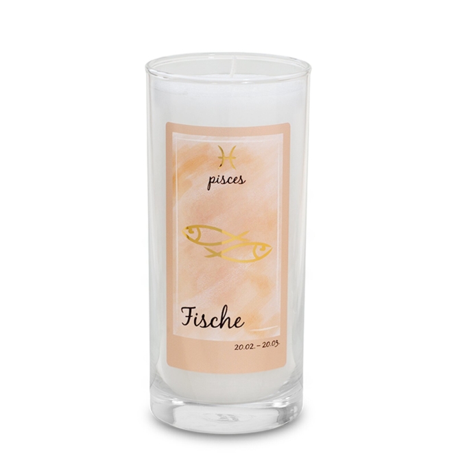 Zodiac Candle Pisces approx. 14 cm - white 