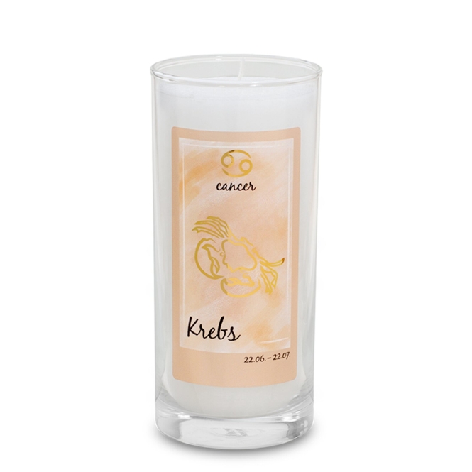 Zodiac Candle Cancer approx. 14 cm - white 